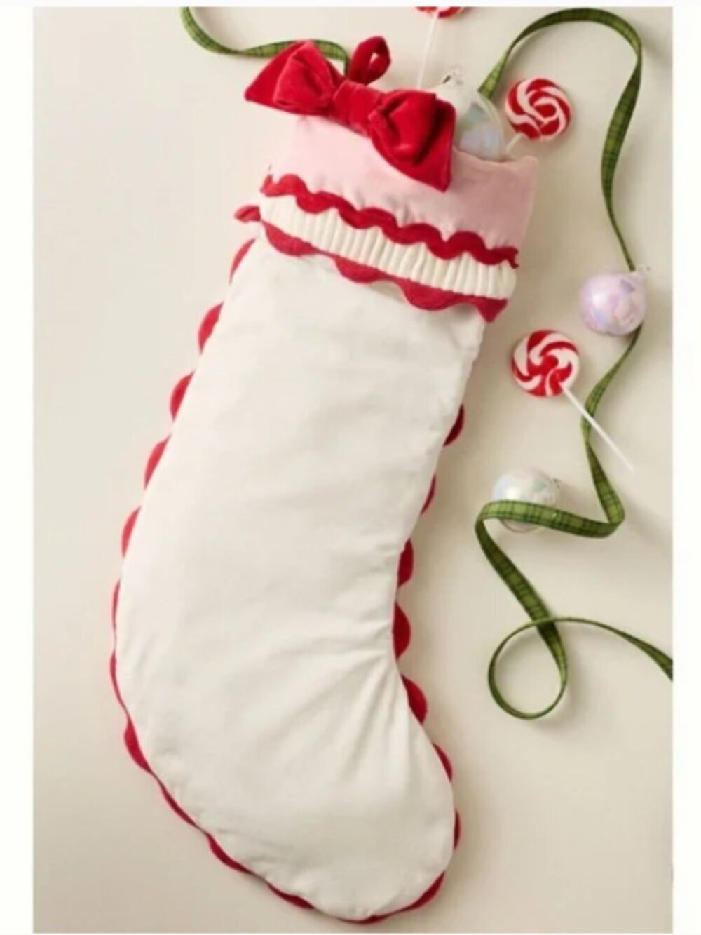 New Anthropologie Annabelle Stocking in Red/Pink